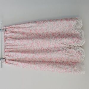 Vintage Sara Beth floral satin slip skirt lace hem‎ size extra small